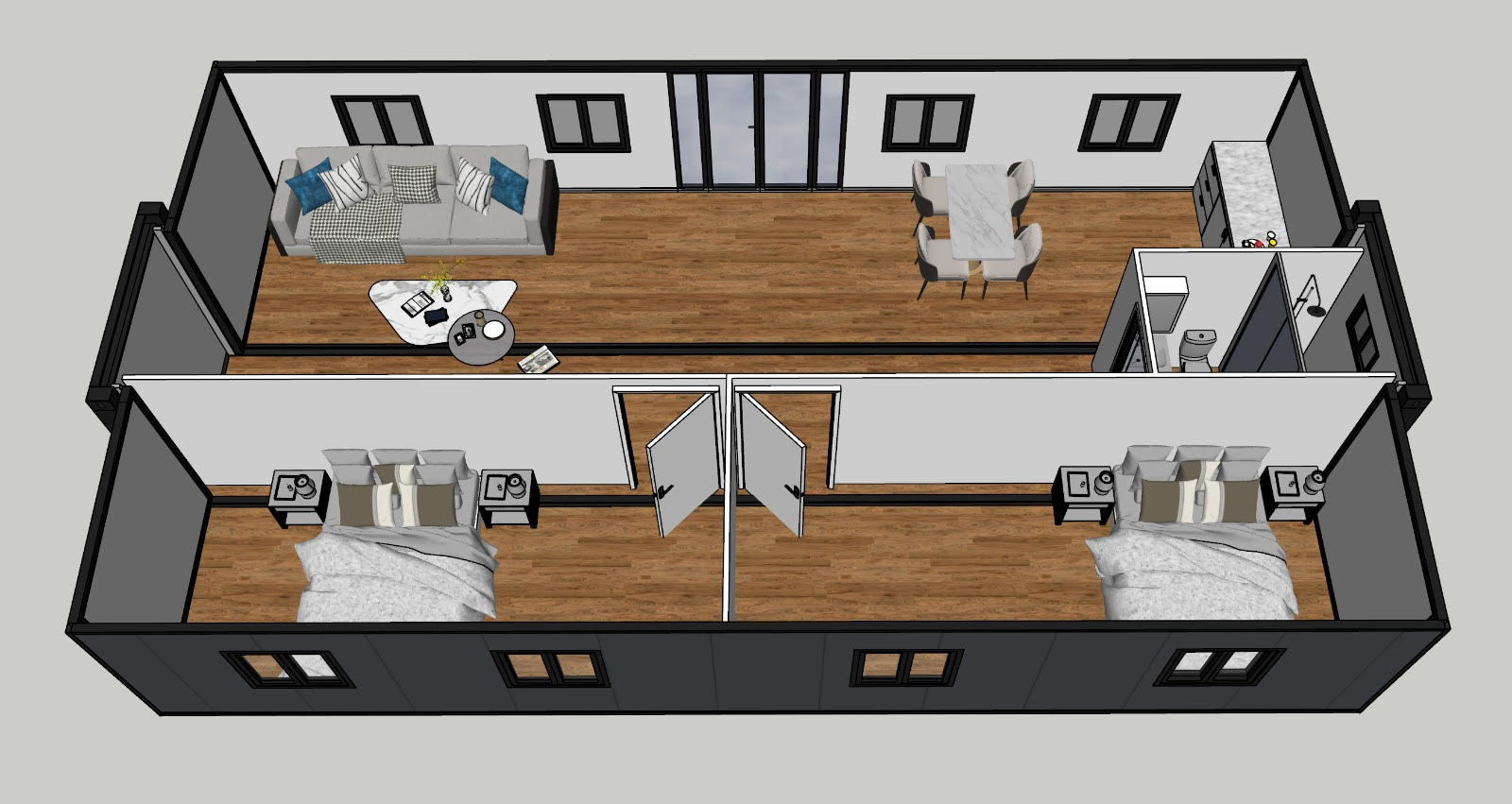 MOBLUX 70 m² egyszintes alaprajz